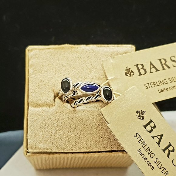 Barse Sterling Set of 3 Onyx & Lapis Stack Rings NWT - Picture 9 of 16